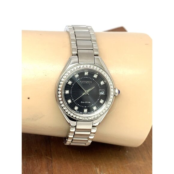 Citizen Women's Watch EW2551-52E Eco Drive Crystals Accent Black Dial Solar 26mm - Picture 11 of 14